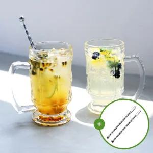 보스턴글램 하이볼잔+머들러 2인세트 고블렛 칵테일잔 400ml 2P