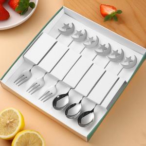 [MENORHPL_4A]별앤달 티포크 스텐티스푼 세트 6P 실버