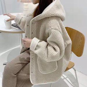 스타일아유 후리스 뽀글이 무스탕 후드 아우터 여성 가을 겨울 단추 키작녀 루즈핏 캐주얼 자켓 JP0447