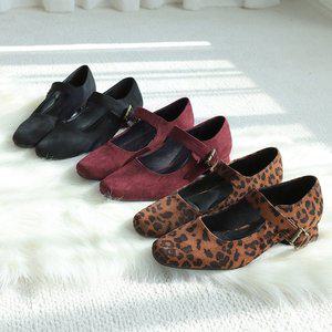 [바닐라슈]샤로아 스웨이드 메리제인 몰드창 로우굽 펌프스(3cm)