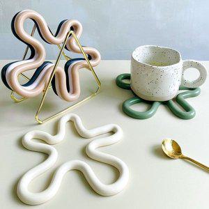 물결 실리콘 냄비 받침대 티 코스터 내열 웨이브 깔개 매트 홈카페 인테리어 감성 답례품 선물