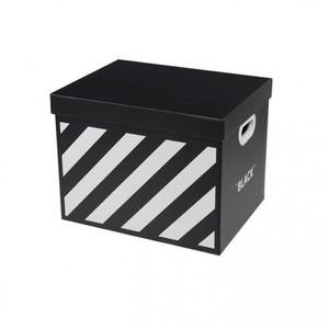 다용도 수납 종이 정리함 소품수납 리빙박스 보관함 44x33x33cm 블랙스트라이프