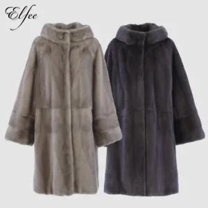 24FW  진도 엘페 휘메일 풀스킨 밍크 후드 코트- 실버블루,그레이(EC14)