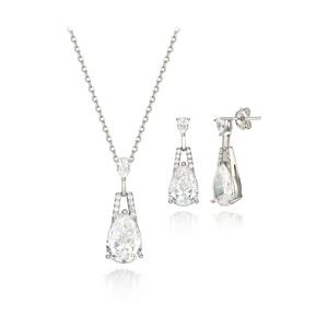 [가이거] 볼드 큐빅 포인트 실버 귀걸이 목걸이 세트 GI2SET006