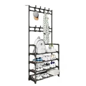 현관렉 조립식 철제 검정 진열대 프레임 신발 선반 굵은 5단 수납장