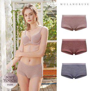[물랑루즈]레그누디 인팅 여숏드로즈팬티 여성사각속옷 3종세트_P303780056