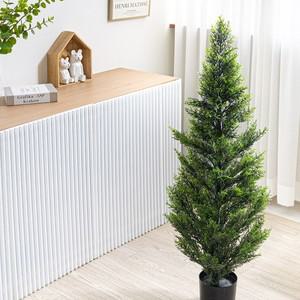 측백나무 조화나무 인조나무 투톤 그린 120cm 조화 인테리어 조경 장식 대형 카페 거실 개업