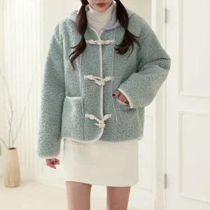 /옷자락 여자 더플코트 덤블 뽀글이 콤비 무스탕