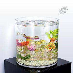 원통형 아크릴 어항 키우기 파충류 물고기 반수생 중형 투명 금붕어 모조