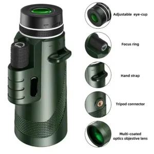 고배율 단안 망원경 80x100배율 고해상도 방수 단망경 (WFHXJ0T)