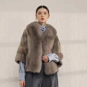 [정가 799,000원][유로모피] 휘메일 풀스킨 밍크 사가폭스 헤리 케이프