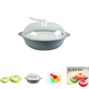 간편음식 데울때 전자레인지 용기 찜기/주방/용품/전자레인지/실리콘/조리/도구/달걀/만두/찜요리/펀칭채반