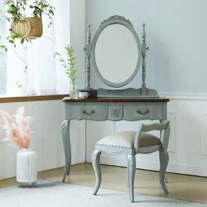 [리체갤러리] 수입 프렌치 엔틱가구 원목 빈티지엔틱 보나끄 샤인 그레이 화장대 세트