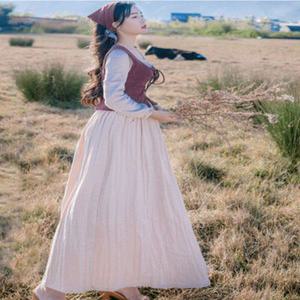 중세풍원피스 빈티지드레스 하녀복 빈티지 무대의상 앞치마