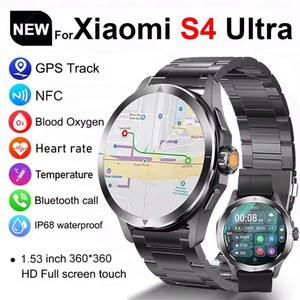 2025 Xiaomi S4 Ultra GPS 스마트 워치 남성용 AMOLED 야외 스포츠 트랙 NFC 심박수 방수 블루투스 통화 Smartwatch