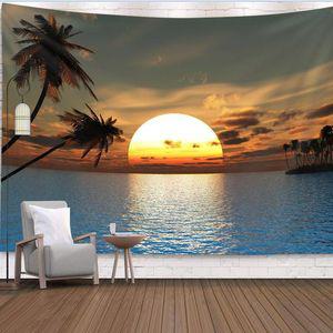 초대형 커튼포스터 패브릭 해변 야자수 인테리어 바다