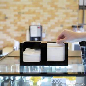 카페 업소용 블랙 아크릴 2구 테이블 티슈 냅킨 디스펜서 정리함