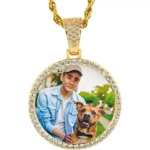 풍수 원석 펜던트 이메리어 그림 목걸이 18K 골드 도금 남성용 맞춤형 사진 여성 메모리