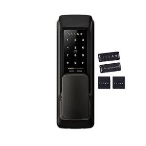 에버넷 무타공 푸시풀 번호키 현관문 도어록 다크그레이 AK-S10 카드키