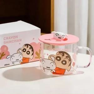 짱구 유리컵 뚜껑과 손잡이 피규어컵 (WFGQXUL)