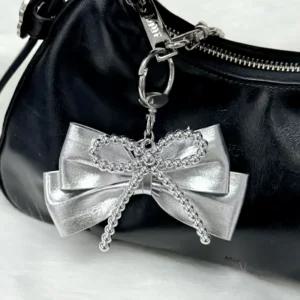 가방꾸미기 리본키링 백참 실버 발레코어 키링