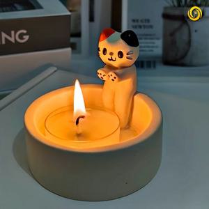 티라이트 홀더 고양이 양초 홀더 도자기 캔들 받침대 향초