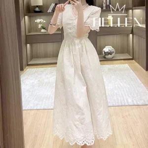 [헬렌] 반소매 아일렛 펀칭 레이스 원피스 리나펀칭원피스 B-251