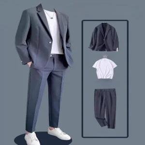 남성 봄 가을 캐주얼 정장 재킷 성숙한 스타일 세미정장 세트 데일리룩 30대 남자 깔끔한 고급스러운 착용감 편안한 외출용