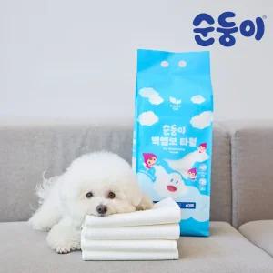 순둥이 빅엠보 펫타월 중형 40매 2팩 /중소형견 사이즈 일회용 강아지 고양이 수건