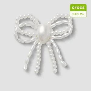 갤러리아 [크록스 본사][액세서리] 화이트 진주 비즈 리본 지비츠 참 100162