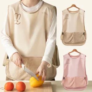 입는앞치마 에이프런 극세사 토끼앞치마 빅사이즈 주방수건 숏 조끼형 상의 심플 주방 조끼 앞치마 에이프