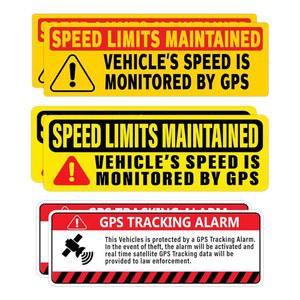 GPS 추적 경보 속도 제한 유지 경고 스티커 팩 6Pcs 차량 창문 또는 범퍼 모니터링 경고 표지판 노트북