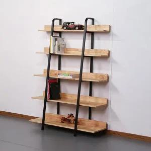 [우아미]보슬샘 철제 5단 1200 원목 선반 장식장