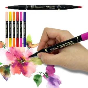 트윈 수채화 붓 6색 미술용 붓펜 붓펜 드로잉 세필 스케치 수성펜 마커 수채화용