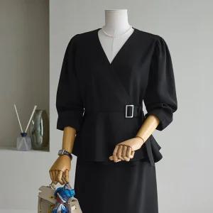 (안나앤플러스) 세레안 페플럼 원피스[드레스DYS88] 빅사이즈