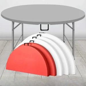 접이식 원형 테이블 플라스틱 탁자 다용도 대형 우드 화이트