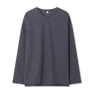 남자 가을 브이넥 옆트임 긴팔 니트티 AC-KN-Q042-차콜