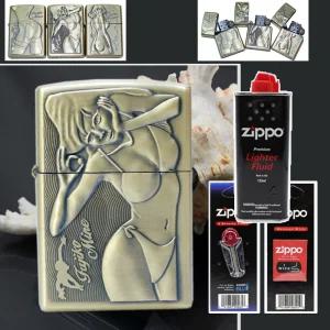 꺼지지 않는 불 오일라이터 미인각인 메탈라이터 (심지 부싯돌 기름 제공)