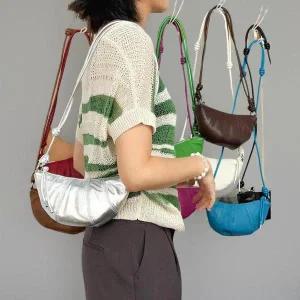 여성용 사랑스러운 가죽 스트랩 반달 미니 크로스백