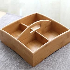 탕비실 대나무 원목 수납함 커피 4칸 티박스