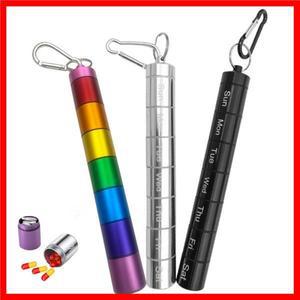 알루미늄 합금 휴대용 알약 상자 케이스 봉인 된 방수 7 일 7 그리드 주최자 태블릿 여행 의학 비타민 생선