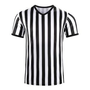 추뭄 심판 셔츠 남자 여자 축구 코스튬 저지, 브이넥 스트라이프 프로 공식 스포츠