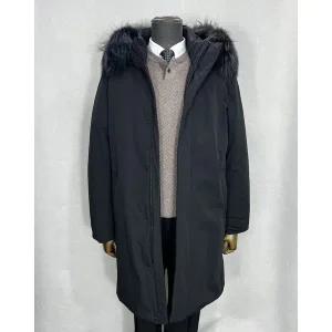 시베리안 구스다운 롱패딩 야상 후드점퍼 블랙 Y4UB69-2