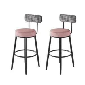 2개 바텐의자 등받이 체크 스틸 핑크