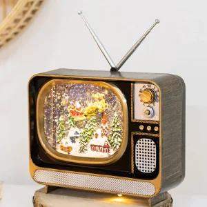 크리스마스 TV 워터오르골 (어댑터포함) 고급 LED 대형 장식 30x20cm 스노우볼 소품 용품 데코 무드등