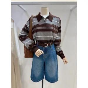 [갤러리아] [LAP]카라배색 스트라이프 니트티셔츠 (AR4KHA72)