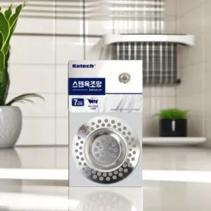 코텍 스텐욕조망 7cm 욕실 욕조구멍 거름망 하수구 머리카락 이물질 배수구캡 (5개)