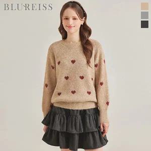 [블루레이스]하트패턴 라운드넥 울니트_BI5W1KT2151