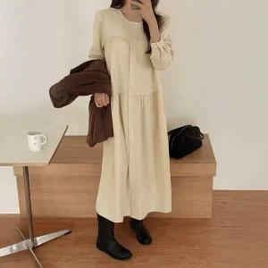 [공구우먼] [제작] 라아이 모달 셔링 롱 원피스 84496 빅사이즈 여성의류