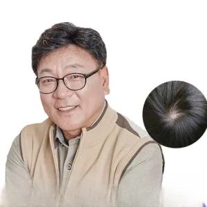 중년 남성 가발 공연 할아버지 헤어라인 남성용 커버 헤어 짧은머리 흰머리 통가발 자연스러운